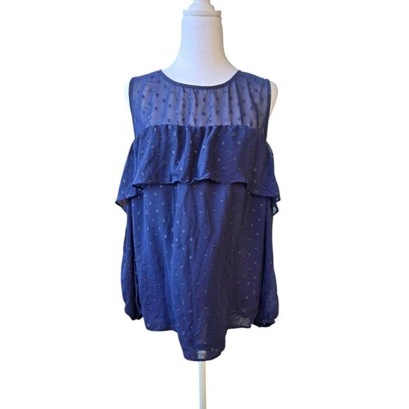 Old Navy Tops - Old Navy Women's Size Large Navy Chiffon Cold Shoulder Baby Doll Blouse